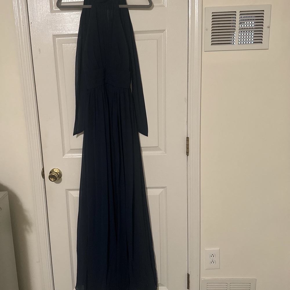 Azazie Navy Blue Halter Wedding Dress